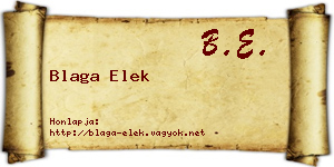 Blaga Elek névjegykártya